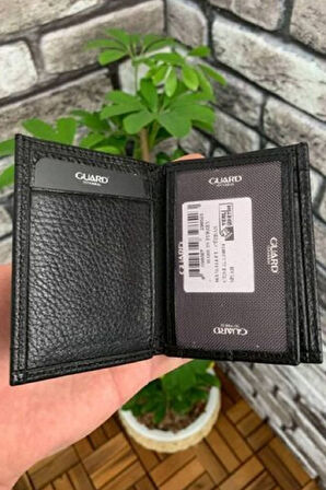 Derije Hakiki Deri Siyah Minimal Erkek Cüzdanı (T1722)