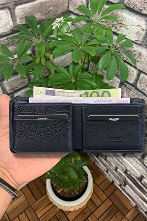 Derije Hakiki Deri Lacivert Spor Şeritli Erkek Cüzdanı (T653)