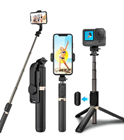  LIVE-K8 Tripod / Selfie Çubuğu 130 cm IŞIKSIZ Bluetooth Kumandalı 360° Döndürülebilir Başlık