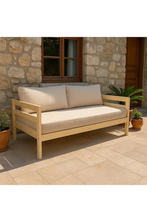 DizyWood Naturel Masif Ahşap Sedir Kanepe 60x100 cm – Mindersiz Daybed
