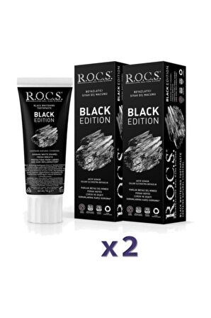 Rocs Black Edition Kömür Özleri ile Beyazlatıcı Diş Macunu 74 Gr-2 ADET - 