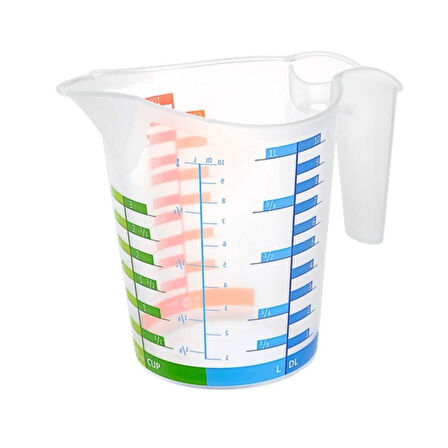 caselka® 500 ml Renkli Dereceli Sert Plastik Mutfak Ölçü Kabı