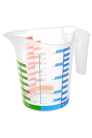 caselka® 500 ml Renkli Dereceli Sert Plastik Mutfak Ölçü Kabı