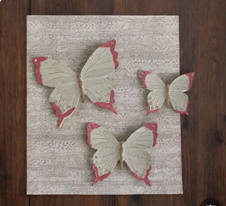 Dekoratif Üçlü Kelebek Duvar Süsü Ev Dekoru