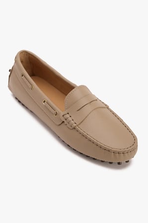 Kadın Bej Deri Loafer