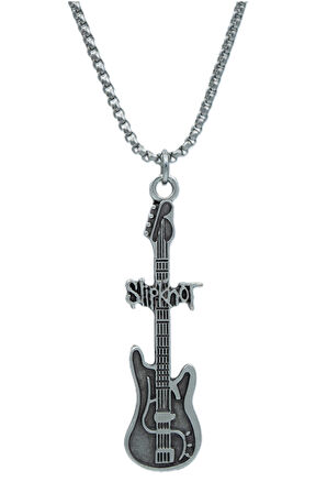 Slipknot Elektro Gitar Örme Zincir Kolye - Gümüş Kaplama - Erkek Kadın Kolye - No:1563