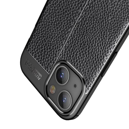 Smcase iPhone 13 Kılıf Deri Dokulu Silikon  Nano Ekran Koruyucu  Kamera Koruyucu
