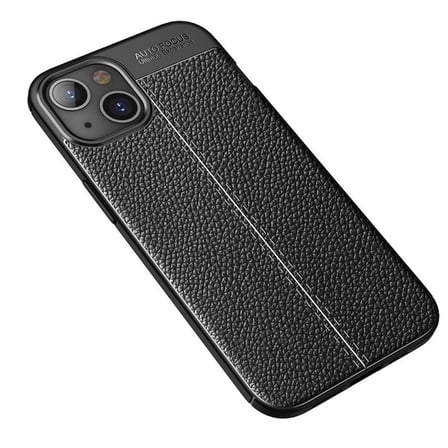 Smcase iPhone 13 Kılıf Deri Dokulu Silikon  Nano Ekran Koruyucu  Kamera Koruyucu