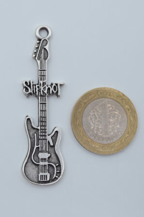 Slipknot Elektro Gitar Gümüş Kaplama Kolye Ucu
