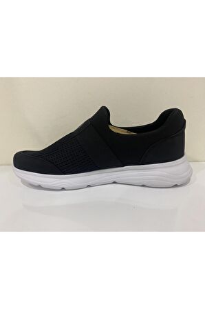 Siyah - Ortopedik Hafif Esnek Yumuşak Rahat Taban Sneaker