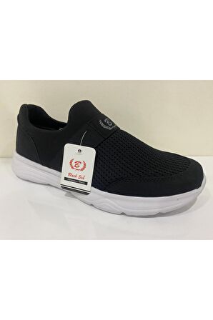 Siyah - Ortopedik Hafif Esnek Yumuşak Rahat Taban Sneaker