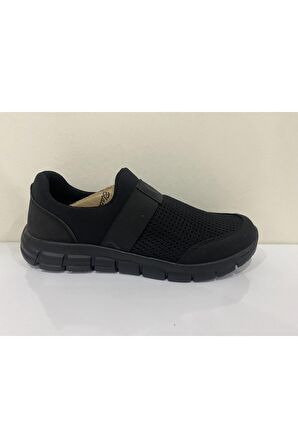 Siyah - Ortopedik Hafif Esnek Yumuşak Rahat Taban Sneaker