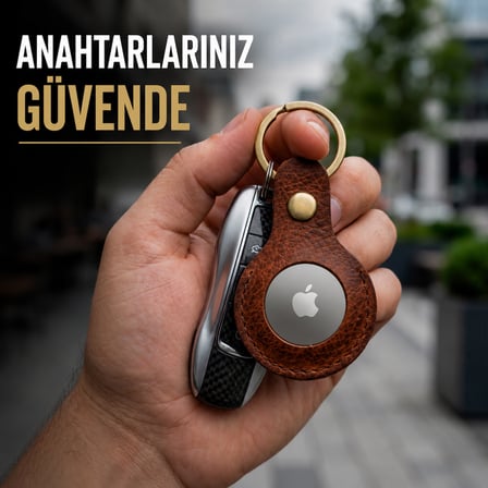 Hakiki Deri AirTag Kılıfı – Anahtarlık Formunda