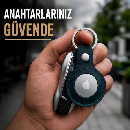 Hakiki Deri AirTag Kılıfı – Anahtarlık Formunda