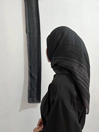 Aminenesil Soft Pamuk Etnik Düz Eşarp Siyah Gri Renk