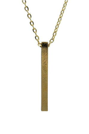 Çubuk Kolye - Gold Renk Zincir Kolye - Gümüş Kaplama - Erkek Kadın Kolye - Kod:1608