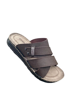 Erkek Ortopedik Taban Terlik Ayarlanabilir Tokalı Günlük Rahat Ev Ve Dışarı - İş Terliği Kahverengi