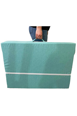 Katlanır Yer Yatağı Sünger Yatak Su Yeşili Kırçıllı 80x180 Cm-6 Cm Tek Kişilik