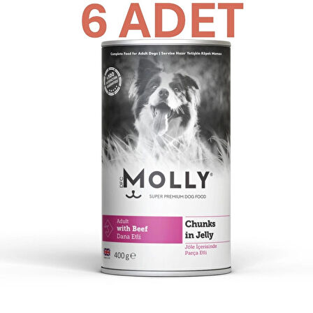 Molly Jöle İçinde Parça Dana Etli Yetişkin Köpek Konservesi 6*400gr (6 ADET)