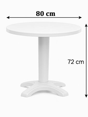80 CM Plastik Yuvarlak Bahçe-Balkon Masası
