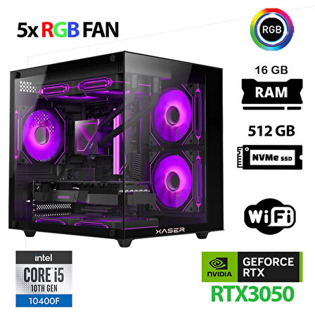 Xaser Cube X130 i5 10400F 16GB Ram 512GB M.2 NVMe SSD 6GB RTX3050 Masaüstü Oyuncu Bilgisayarı