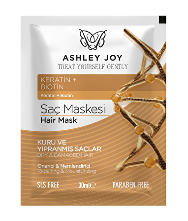 Ashley Joy Keratin & Biotin İçeren Kuru Ve Yıpranmış Saçlara Özel Onarıcı Saç Maskesi 30 ML