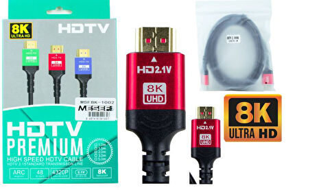 MSF8K-1002 Mesef Kutulu 1. Kalite 8K HDMI Kablo 2 MT;Class