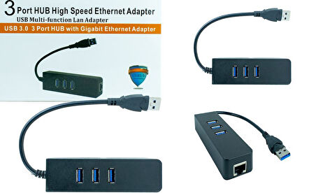 IRU-D19 USB 3.0 HUB with Gigabit Plastic (USB3.0x1+USB2.0x2) ;Class