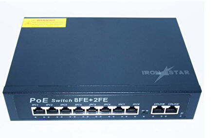 IRS 082 IRONSTAR 8+2 PORT 10/100 HİGH-POWER POE SWİTCH;Class