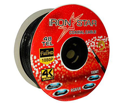 TOPKABLO B IRONSTAR RG6-U4 48 TEL SİYAH ANTEN KABLOSU 100 MT;Class