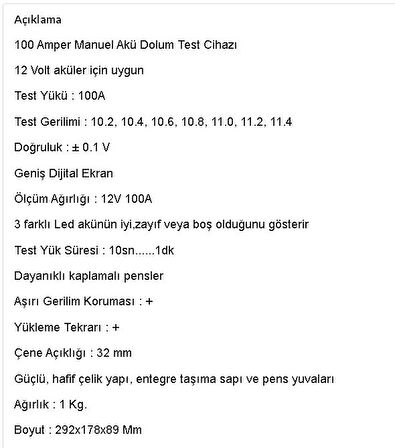 BT-200D Dijital Akü Test Cihazı 12VOLT 200AMPER; GESİ;UB