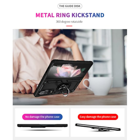 Smcase Samsung Galaxy Z Fold3 5g Kılıf Vega Yüzüklü Çift Katmanlı Tank Kılıf 