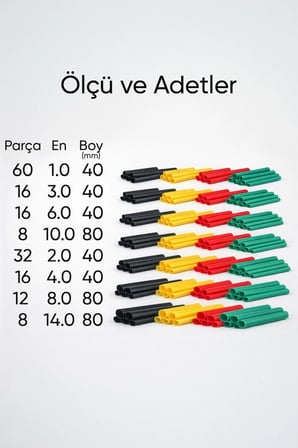 164 Parça Renkli Isıyla Daralan Makaron Seti Kablo Koruyucu Tamir Kılıfı Organizer