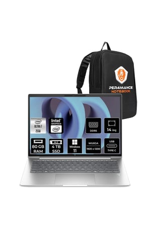EliteBook 6 G1i Ultra 7 255U 96GB 256GB SSD Intel Graphics 14" WUXGA W11H Notebook & PER4 Çanta