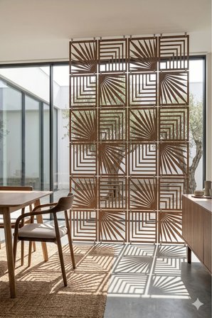 Lazer Kesim Paravan, Ahşap Separatör, Oda 4'lü Panel Levha Model02 40 x 40 cm