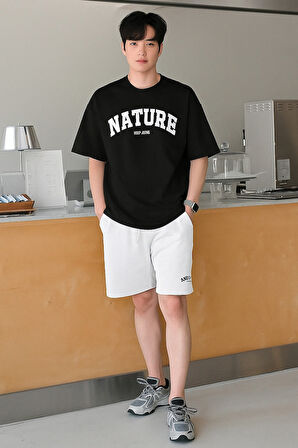 Erkek Tişört Baskılı Oversize T-shirt Pamuklu Tişört NATURE-OVERSİZE