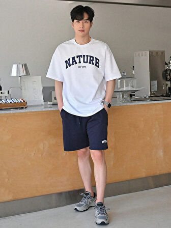 Erkek Tişört Baskılı Oversize T-shirt Pamuklu Tişört NATURE-OVERSİZE