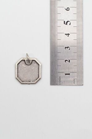 Sekizgen Geometrik Kolye - PU Deri İp Zincirli Unisex Gümüş Kaplama Kolye - 60 cm