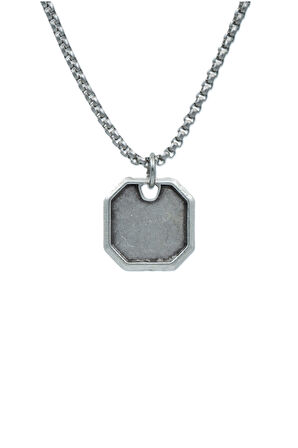 Geometrik Örme Zincir Kolye - Gümüş Kaplama - Erkek Kadın Kolye - No:1587