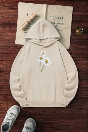 Unisex Baskılı Oversize Hoodie Kapüşonlu Sweatshirt