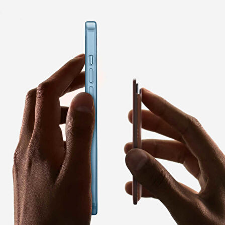 Smcase iPhone 13 Pro Max Kılıf Manyetik Kristal Wiriless Destekli Sert Kapak Silikon  Manyetik Kartlıklı Kılıf
