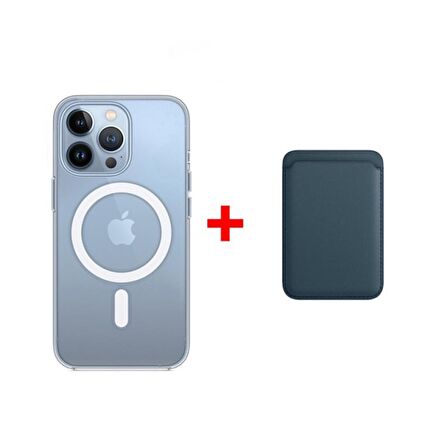 Smcase iPhone 13 Pro Kılıf Manyetik Kristal Wiriless Destekli Sert Kapak Silikon  Manyetik Kartlıklı Kılıf