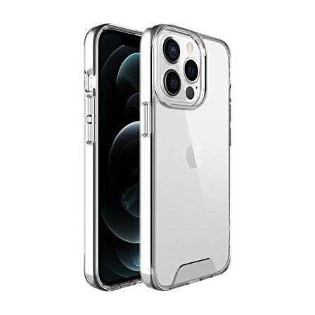 Smcase iPhone 13 Pro Max Kılıf Kristal Gard Sert Kapak Silikon  Tam Kapatan Ekran Koruyucu