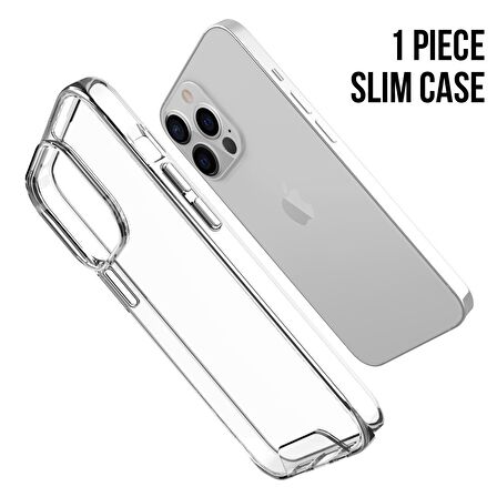 Smcase iPhone 13 Pro Max Kılıf Kristal Gard Sert Kapak Silikon  Tam Kapatan Ekran Koruyucu