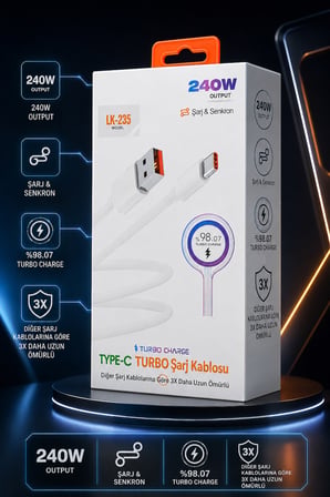 240W Turbo Şarj Type-C Kablo – 1,5 Metre