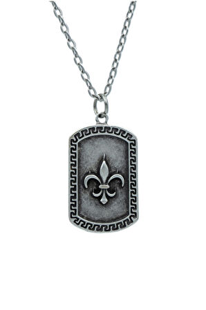 Fleur-de-lis - Zambak Künye  Zincir Kolye - Gümüş Kaplama - Erkek Kadın Kolye - Kod:1597