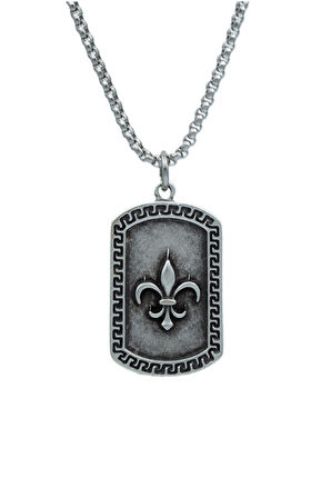 Fleur-de-lis - Zambak Künye Örme Zincir Kolye - Gümüş Kaplama - Erkek Kadın Kolye - No:1588