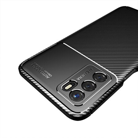Smcase Oppo A16 Kılıf Kamera Korumalı Negro Karbon Silikon  Nano Ekran Koruyucu