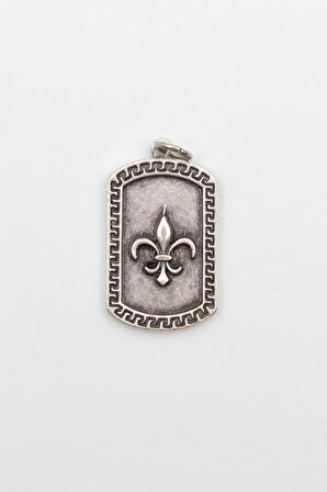 Fleur-de-lis - Zambak Künye Gümüş Kaplama Kolye Ucu