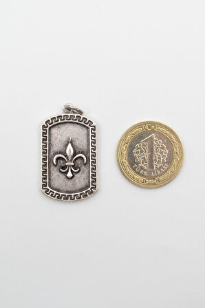 Fleur-de-lis - Zambak Künye Gümüş Kaplama Kolye Ucu